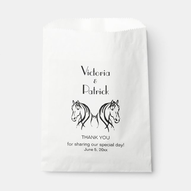Sachets En Papier Cheval Mariage Merci personnalisé (Devant)