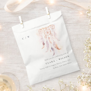 Sachets En Papier Chic Boho Feather Dreamcatcher Watercolor Mariage