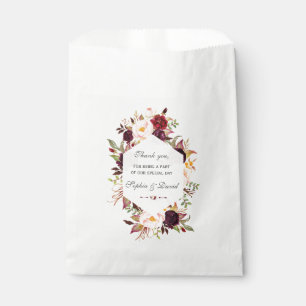 Sachets En Papier Chic Bourgogne Marsala Floral Mariage géométrique