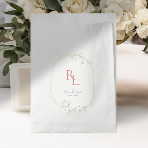 Sachets En Papier Chic & Élégant Initiales Florales Couple Favoriser