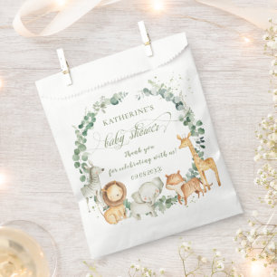 Sachets En Papier Chic Jungle Animaux Verdure Baby shower neutre