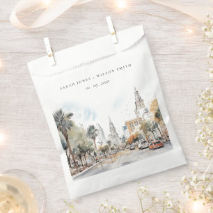 Sachets En Papier Chic Orlando Floride Skyline Mariage d'aquarelle