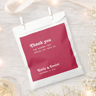 Sachets En Papier Chic Retro brillant Mariage rose chaud Merci