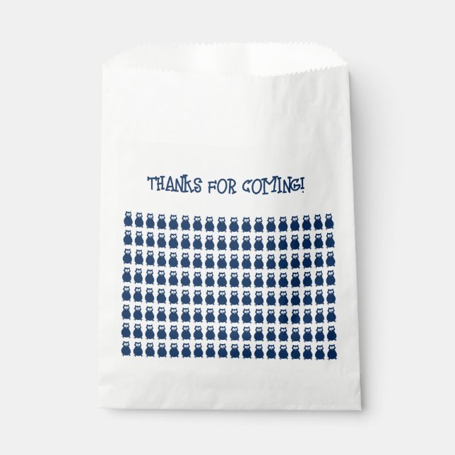 Sachets En Papier Chouette Bleue Cute Anniversaire Fête du bois (Devant)