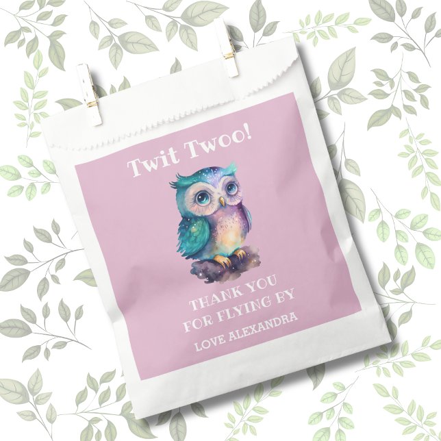 Sachets En Papier Chouette rose mignonne Merci d'anniversaire (Créateur téléchargé)