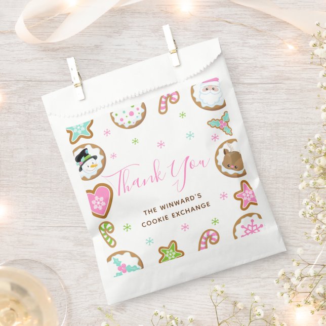 Sachets En Papier Christmas Cookie Exchange Party Pink Thank You (Coupé)