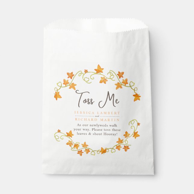 Sachets En Papier Chute dans l'amour citrouille aquarelle mariage to (Devant)