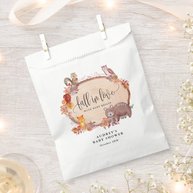 Sachets En Papier Chute en Amour Animaux des bois, Baby shower rusti (Coupé)