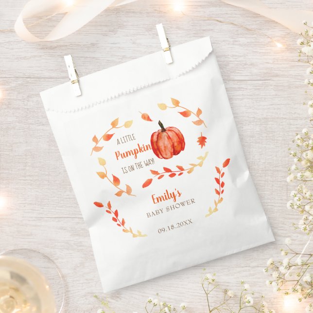 Sachets En Papier Chute Petit Baby shower Citrouille Aquarelle Folio (Coupé)