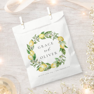 Sachets En Papier Citron botanique et Merci vert Mariage