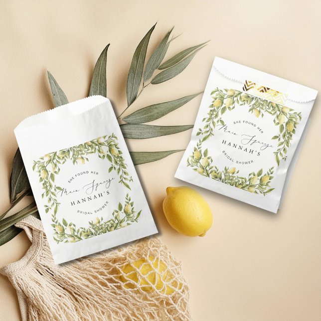 Sachets En Papier Citron jaune Sorrento Fête des mariées méditerrané (Créateur téléchargé)