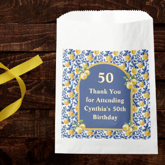 Sachets En Papier Citrons jaunes Bleu Méditerranéen Amalfi Anniversa