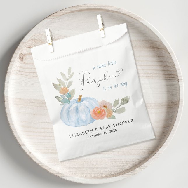 Sachets En Papier Citrouille Aquarelle bébé garçon douche (Créateur téléchargé)