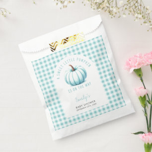 Sachets En Papier Citrouille Bleu En vichy Plaid  garçon Baby shower