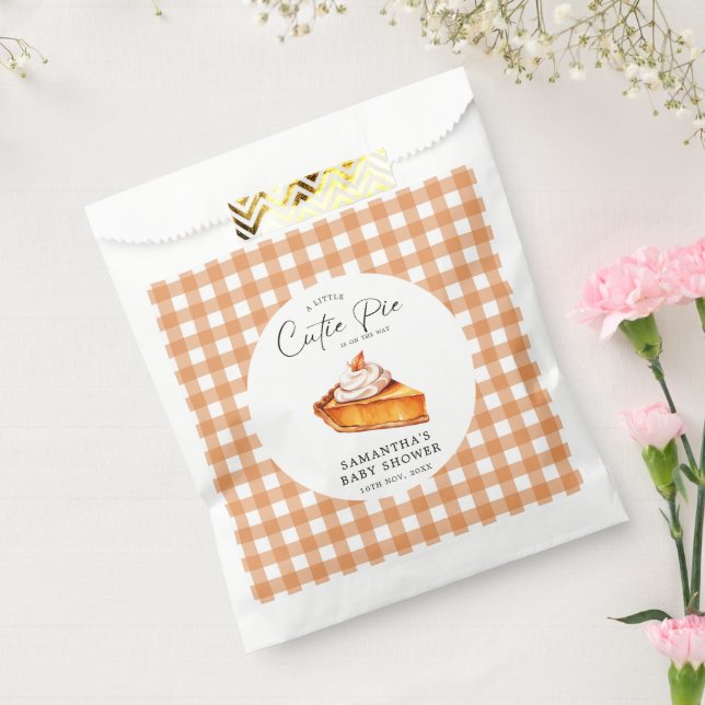 Sachets En Papier Citrouille Cutie Pie Automne En vichy Baby shower (Scellé)