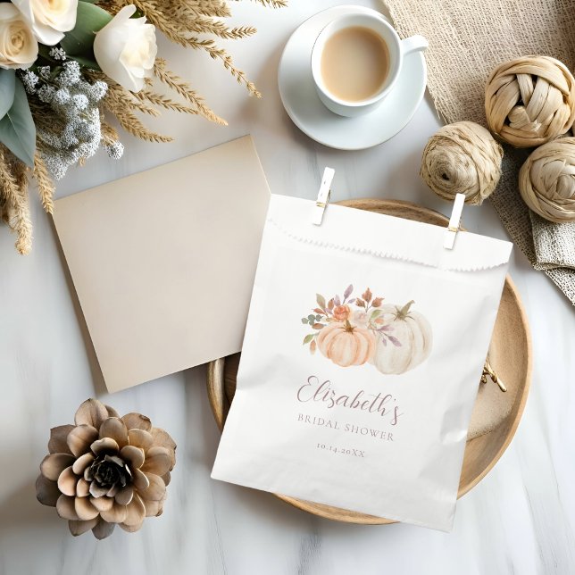 Sachets En Papier Citrouille d'aquarelle Boho Fall Fête des mariées  (Créateur téléchargé)