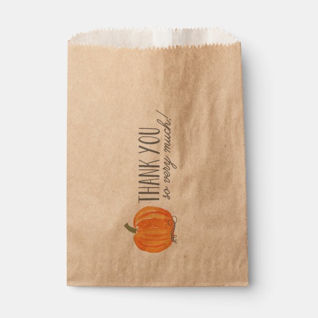 Sachets En Papier Citrouille d'automne | Sac Favor Merci (Devant)