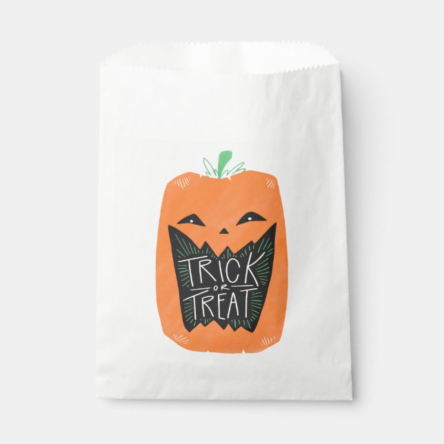 Sachets En Papier Citrouille Trick ou traitement Halloween (Devant)