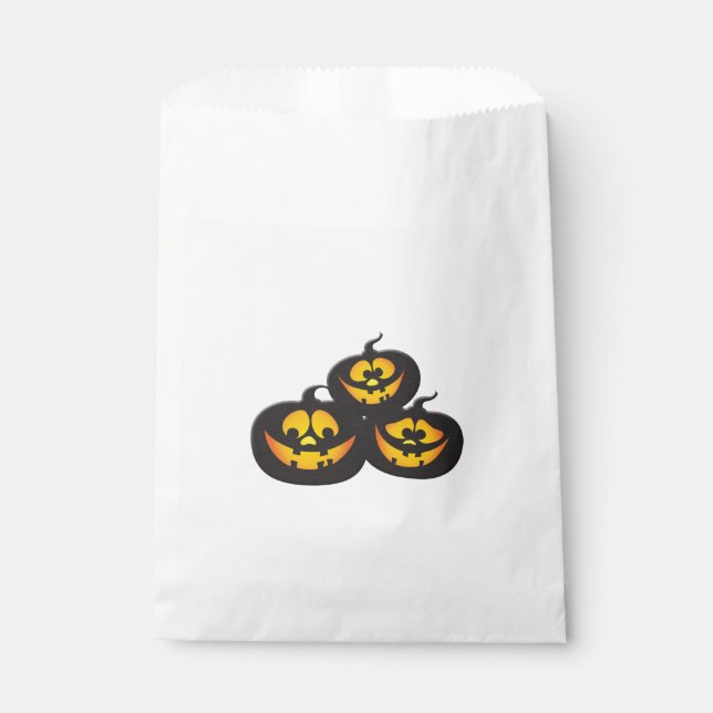 Sachets En Papier Citrouilles d'Halloween avec des expressions amusa (Devant)