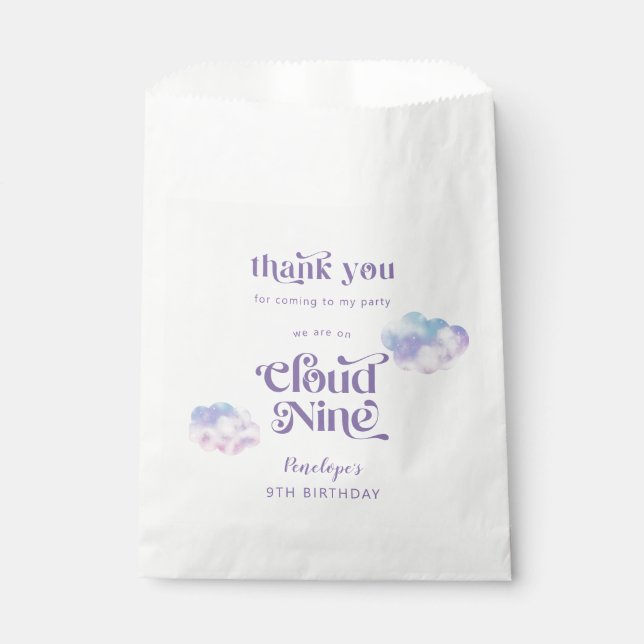 Sachets En Papier Cloud Nine Fille 9e anniversaire (Devant)
