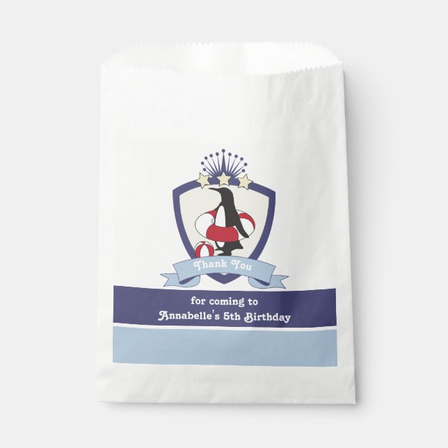 Sachets En Papier Club de natation Crest Penguin Anniversaire de enf (Devant)