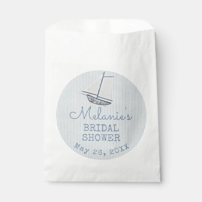 Sachets En Papier Coastal Bridal Shower Boat Stripe  (Devant)