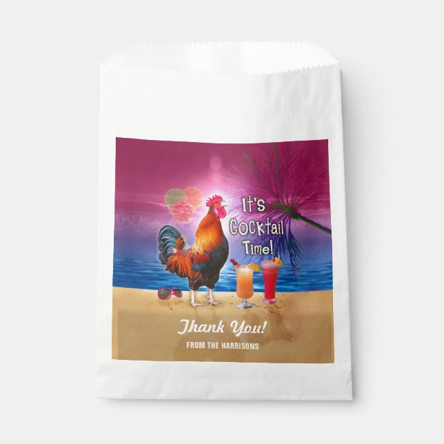 Sachets En Papier Cocktail Party Tropical Rooster Funny Summer Beach (Devant)