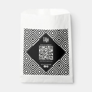 Sachets En Papier Code QR scannable, CTA, www, Social Black & White