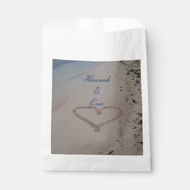 Sachets En Papier Coeur à Sand Beach Mariage (Devant)