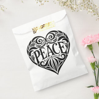 SACHETS EN PAPIER CŒUR DE PAIX NOIR ET BLANC