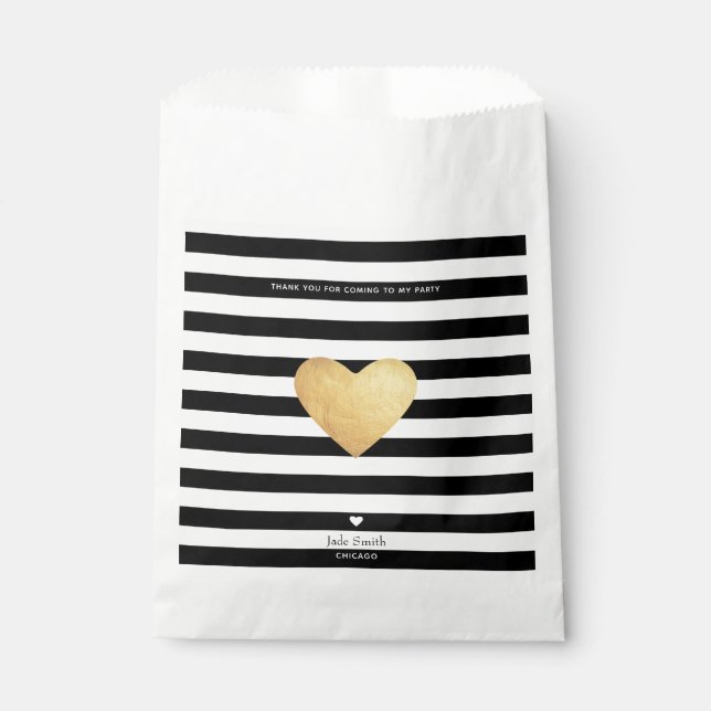 Sachets En Papier Coeur D'Or Avec Des Rayures (Devant)