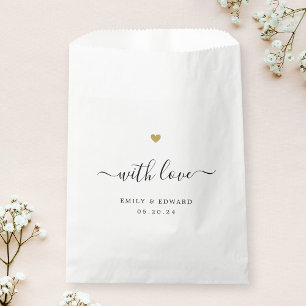 Sachets En Papier Cœur d'Or Moderne avec Amour Mariage