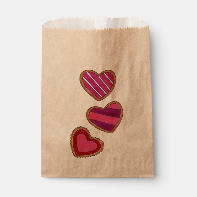 Sachets En Papier Coeur rouge rose Sucre Cookies Aimer Saint Valenti (Devant)