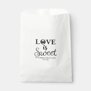 Sachets En Papier Cœur sucré de l'amour Mariage Noir & Blanc Favor