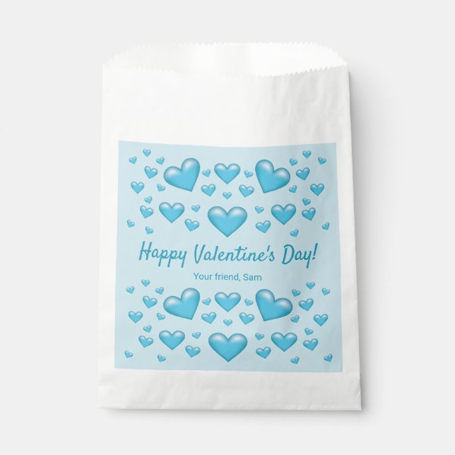 Sachets En Papier Coeurs bleus Heureuse Sainte-Valentin et texte per (Devant)