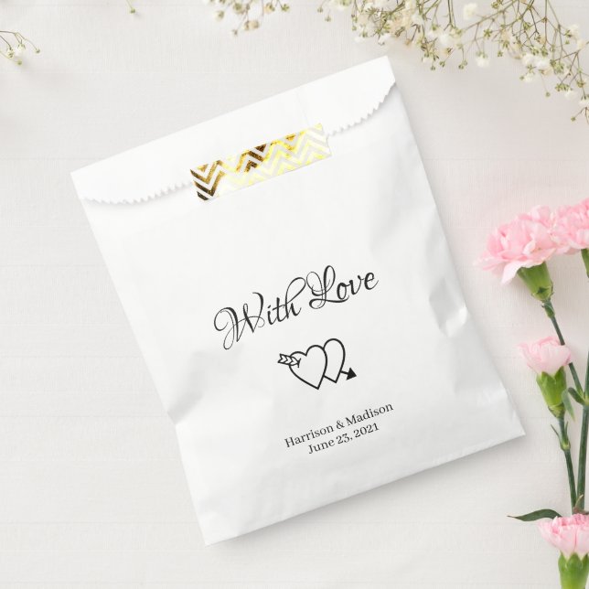 Sachets En Papier Coeurs Nom personnalisé texte Mariage cadeau Favor (Scellé)