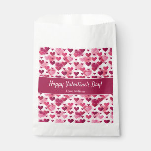 Sachets En Papier Coeurs roses mignons avec texte personnalisé Saint