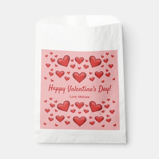 Sachets En Papier Coeurs rouges Heureuse Sainte-Valentin et texte pe (Devant)