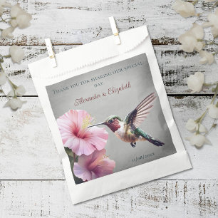 Sachets En Papier Colibri et Hibiscus Mariage gris