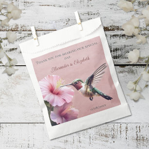 Sachets En Papier Colibri et Hibiscus Mariage rose