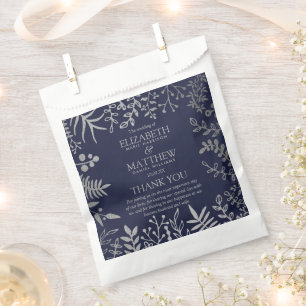 Sachets En Papier Collection de Mariages floraux en argent et marine