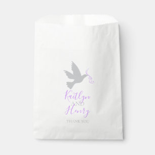 Sachets En Papier colombe grise et ruban violet merci de vous favori