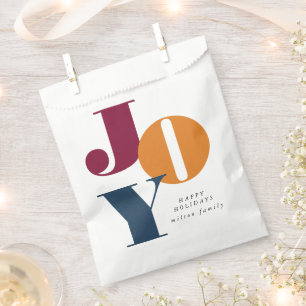 Sachets En Papier Coloré Gras Script Joy Holiday