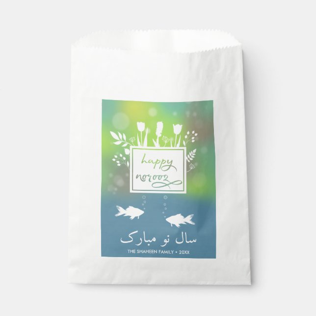 Sachets En Papier Colorful Moderne Bonne Norooz Lettres Fleurs de Po (Devant)