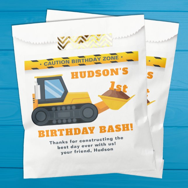 Sachets En Papier Construction Anniversaire Favoriser Sac - Saute Ja (Construction Birthday Favor Bag)
