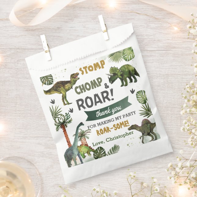 Sachets En Papier Cool Dinosaures Jurassic Boy Anniversaire (Coupé)