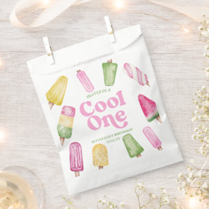 Sachets En Papier Cool One Pink Retro Popsicle 1er anniversaire