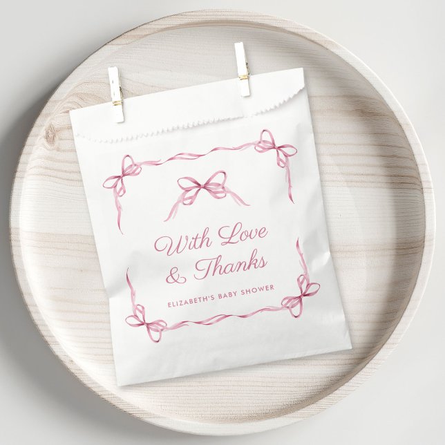 Sachets En Papier Coquette élégante Bows Baby Girl Douche Merci (Créateur téléchargé)