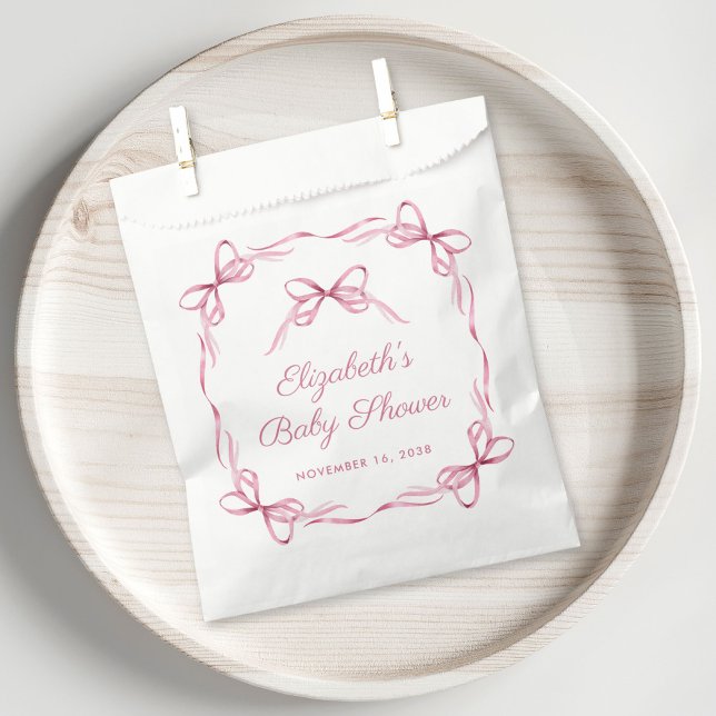 Sachets En Papier Coquette Élégante Bows Rose Baby Girl Douche (Créateur téléchargé)