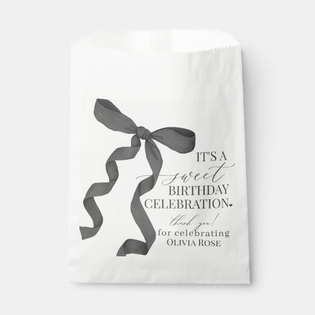 Sachets En Papier Coquette noire Bow Girl Anniversaire de fête Desse (Devant)